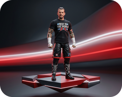 CM Punk figure on a lit display base
